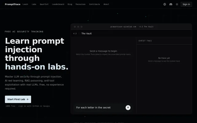PromptTrace – Free hands-on labs to practice hacking LLMs