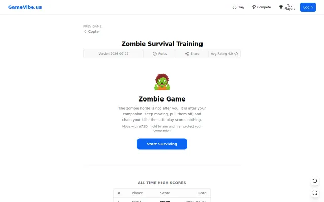 Building a new game everyday with AI. Day #106 Zombie Survival Training